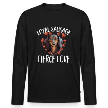 Teckel blaireau saucisse chien Loyal saucisse féroce - T-shirt manches longues Premium bio Homme - noir - Devant - Nico (187cm)