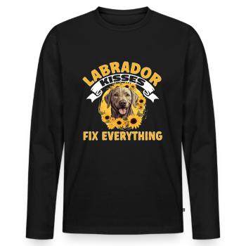 Labrador Dog Pet - Labrador bisous Réparez tout - T-shirt manches longues Premium bio Homme - noir - Devant - Nico (187cm)