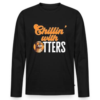 Otter Animal Kids & Adult - Chillin' with Otters - Men's Premium Organic Long Sleeve Shirt - black - Front - Nico (187cm)