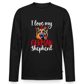 German Shepherd Dog I Love my German Shepherd - Männer Premium Bio Langarmshirt - Schwarz - Vorne - Nico (187cm)
