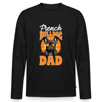 Frenchie race de chien bouledogue français papa - T-shirt manches longues Premium bio Homme - noir - Devant - Nico (187cm)
