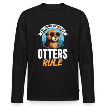 Otter Animal Kids & Adult - Tous les animaux sont cool - T-shirt manches longues Premium bio Homme - noir - Devant - Nico (187cm)