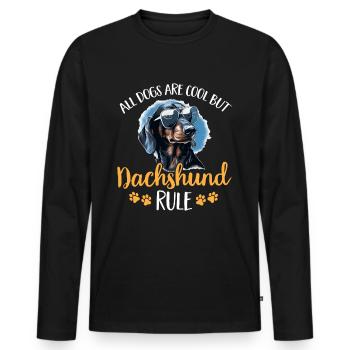 wiener sausage dog Dachshunds Rule - Men's Premium Organic Long Sleeve Shirt - black - Front - Nico (187cm)