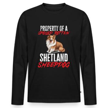 Chien de berger Shetland Chien Sheltie - Propriété d’un - T-shirt manches longues Premium bio Homme - noir - Devant - Nico (187cm)