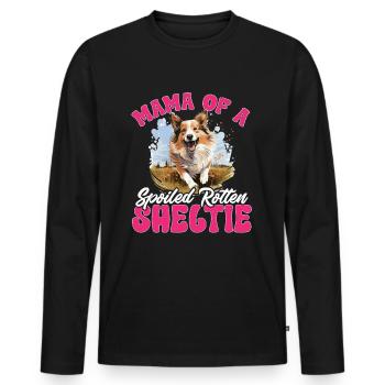 Chien de berger Shetland - Maman d’un Sheltie gâté - T-shirt manches longues Premium bio Homme - noir - Devant - Nico (187cm)