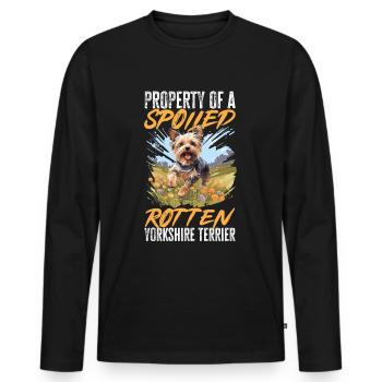 Yorkshire Terrier Dog Yorkie - Property of a - Männer Premium Bio Langarmshirt - Schwarz - Vorne - Nico (187cm)