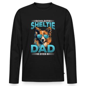 Shetland Chien de berger chien Sheltie Sheltie le plus cool papa - T-shirt manches longues Premium bio Homme - noir - Devant - Nico (187cm)