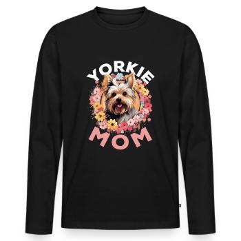 Yorkshire Terrier Chien Yorkie - Yorkie Maman - T-shirt manches longues Premium bio Homme - noir - Devant - Nico (187cm)