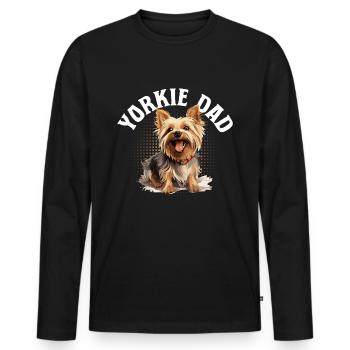 Yorkshire Terrier Chien Yorkie - Yorkie Papa - T-shirt manches longues Premium bio Homme - noir - Devant - Nico (187cm)