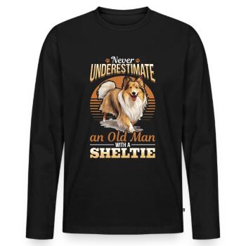 Shetland Sheepdog Dog Sheltie Never Underestimate - Männer Premium Bio Langarmshirt - Schwarz - Vorne - Nico (187cm)