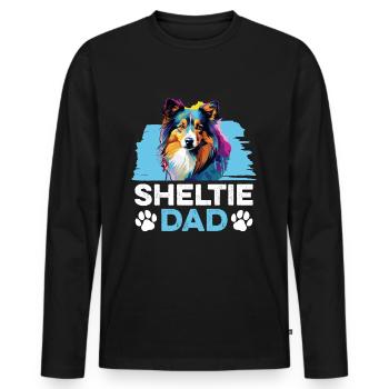Shetland Sheepdog Dog Sheltie - Sheltie Dad - Men's Premium Organic Long Sleeve Shirt - black - Front - Nico (187cm)