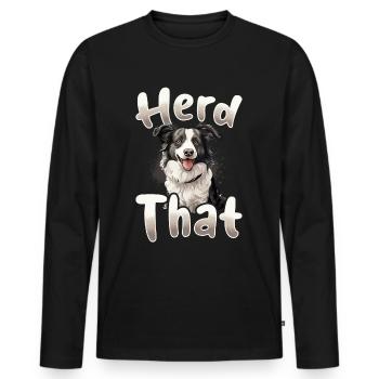 Chien Border Collie - Troupeau qui - T-shirt manches longues Premium bio Homme - noir - Devant - Nico (187cm)