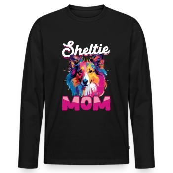 Shetland Sheepdog Dog Sheltie - Sheltie Mom - Men's Premium Organic Long Sleeve Shirt - black - Front - Nico (187cm)