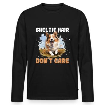 Shetland Sheepdog Dog Sheltie - Sheltie hair - Men's Premium Organic Long Sleeve Shirt - black - Front - Nico (187cm)