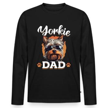Yorkshire Terrier Chien Yorkie - Yorkie Papa - T-shirt manches longues Premium bio Homme - noir - Devant - Nico (187cm)