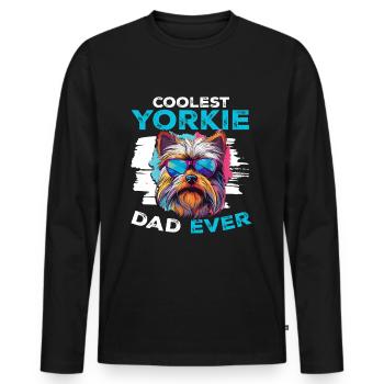 Yorkshire Terrier Dog Yorkie - Coolest Yorkie Dad - Men's Premium Organic Long Sleeve Shirt - black - Front - Nico (187cm)