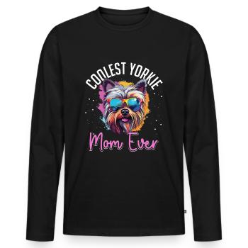 Yorkshire Terrier Dog Yorkie - Coolest Yorkie Mom - Men's Premium Organic Long Sleeve Shirt - black - Front - Nico (187cm)