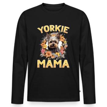Yorkshire Terrier Chien Yorkie - Yorkie Mama - T-shirt manches longues Premium bio Homme - noir - Devant - Nico (187cm)