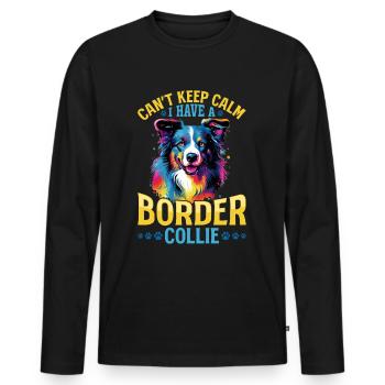 Chien Border Collie - Ne peut pas garder son calme - T-shirt manches longues Premium bio Homme - noir - Devant - Nico (187cm)