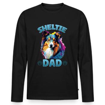 Shetland Sheepdog Dog Sheltie - Sheltie Dad - Men's Premium Organic Long Sleeve Shirt - black - Front - Nico (187cm)