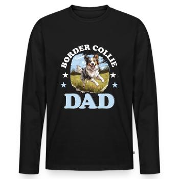 Border Collie Dog - Border Collie Dad - Men's Premium Organic Long Sleeve Shirt - black - Front - Nico (187cm)