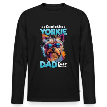Yorkshire Terrier Dog Yorkie - Coolest Yorkie Dad - Men's Premium Organic Long Sleeve Shirt - black - Front - Nico (187cm)