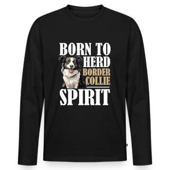 Chien Border Collie - Né pour garder le Border Collie - T-shirt manches longues Premium bio Homme - noir - Devant - Nico (187cm)