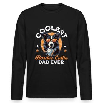 Chien Border Collie - Le papa Border Collie le plus cool de tous les temps - T-shirt manches longues Premium bio Homme - noir - Devant - Nico (187cm)
