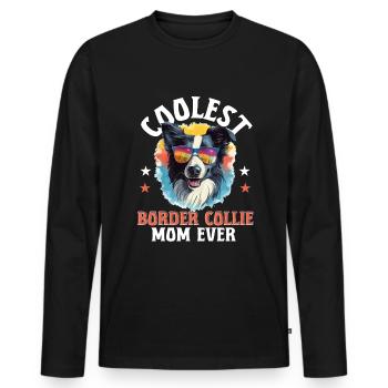 Border Collie Dog - La maman Border Collie la plus cool de tous les temps - T-shirt manches longues Premium bio Homme - noir - Devant - Nico (187cm)