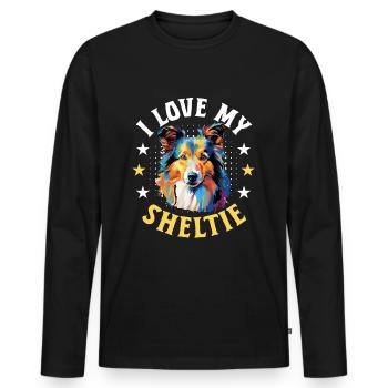 Shetland Sheepdog Dog Sheltie - I love my Sheltie - Men's Premium Organic Long Sleeve Shirt - black - Front - Nico (187cm)