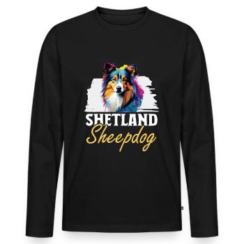 Shetland Sheepdog Dog Sheltie - shetland sheepdog - Men's Premium Organic Long Sleeve Shirt - black - Front - Nico (187cm)