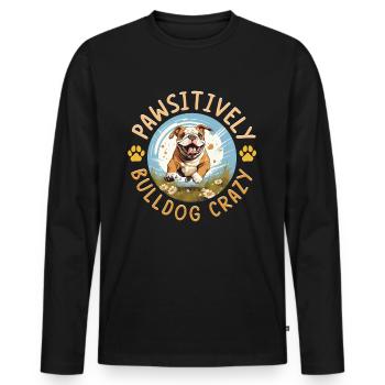 British English Bulldog lover - Bulldog Crazy - Men's Premium Organic Long Sleeve Shirt - black - Front - Nico (187cm)