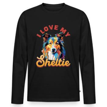 Shetland Sheepdog Dog Sheltie - I love my Sheltie - Men's Premium Organic Long Sleeve Shirt - black - Front - Nico (187cm)