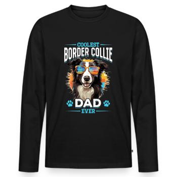 Chien Border Collie - Le papa Border Collie le plus cool de tous les temps - T-shirt manches longues Premium bio Homme - noir - Devant - Nico (187cm)