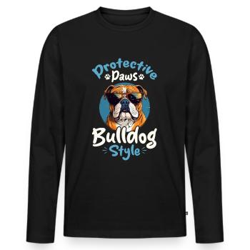 Anglais britannique Bulldog amant Paws Bulldog Style - T-shirt manches longues Premium bio Homme - noir - Devant - Nico (187cm)