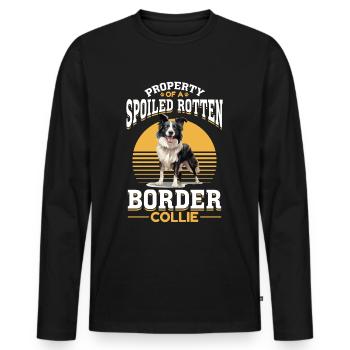 Border Collie Dog Property of a spoiled rotten - Men's Premium Organic Long Sleeve Shirt - black - Front - Nico (187cm)