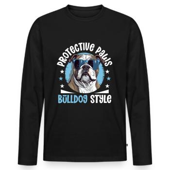 Anglais britannique Bulldog amant Paws Bulldog Style - T-shirt manches longues Premium bio Homme - noir - Devant - Nico (187cm)