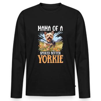 Yorkshire Terrier Dog Yorkie Mama of a Spoiled - Männer Premium Bio Langarmshirt - Schwarz - Vorne - Nico (187cm)