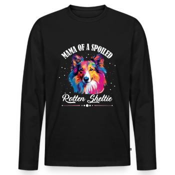 Chien de berger Shetland - Maman d’un chien gâté - T-shirt manches longues Premium bio Homme - noir - Devant - Nico (187cm)