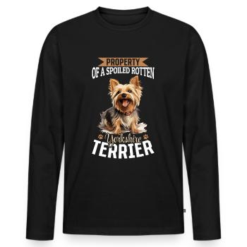Dog Yorkie - Yorkshire Terrier - Männer Premium Bio Langarmshirt - Schwarz - Vorne - Nico (187cm)