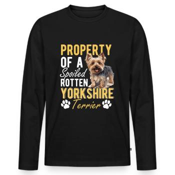 Dog Yorkie - Property of a Yorkshire Terrier - Männer Premium Bio Langarmshirt - Schwarz - Vorne - Nico (187cm)