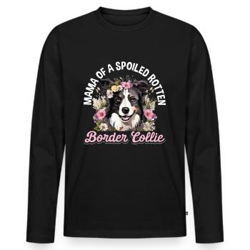 Border Collie Dog - Mama of a Border Collie - Men's Premium Organic Long Sleeve Shirt - black - Front - Nico (187cm)