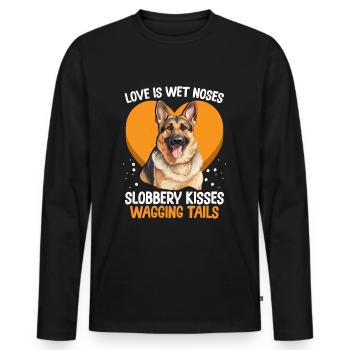 German Shepherd Dog Breed Love is wet noses - Männer Premium Bio Langarmshirt - Schwarz - Vorne - Nico (187cm)