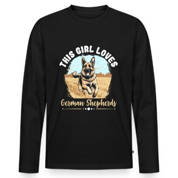 German Shepherd Dog Breed This Girl loves - Men's Premium Organic Long Sleeve Shirt - black - Front - Nico (187cm)