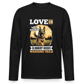 German Shepherd Dog Breed Love is wet noses - Männer Premium Bio Langarmshirt - Schwarz - Vorne - Nico (187cm)