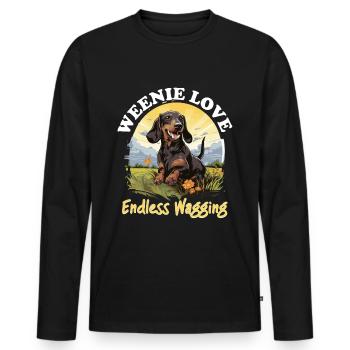 Dachshund wiener sausage dog Weenie love endless - Männer Premium Bio Langarmshirt - Schwarz - Vorne - Nico (187cm)