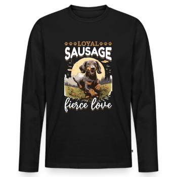 Teckel saucisse saucisse chien Saucisse loyale féroce - T-shirt manches longues Premium bio Homme - noir - Devant - Nico (187cm)