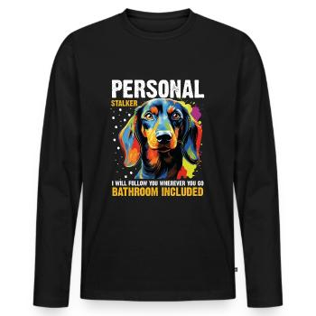 Dachshund wiener sausage dog Personal stalker - Männer Premium Bio Langarmshirt - Schwarz - Vorne - Nico (187cm)