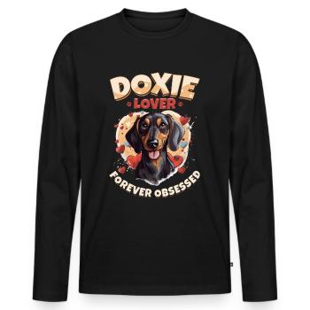Dachshund sausage dog Doxie lover forever obsessed - Männer Premium Bio Langarmshirt - Schwarz - Vorne - Nico (187cm)