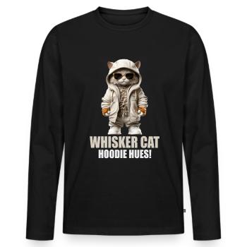 Katzenshirt lustiger Spruch Whisker cat hoodie - Männer Premium Bio Langarmshirt - Schwarz - Vorne - Nico (187cm)